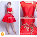 Shinny Tela V Neckline Chic Short Champagne e Red Christmas Party Dresses 2016 Made in China